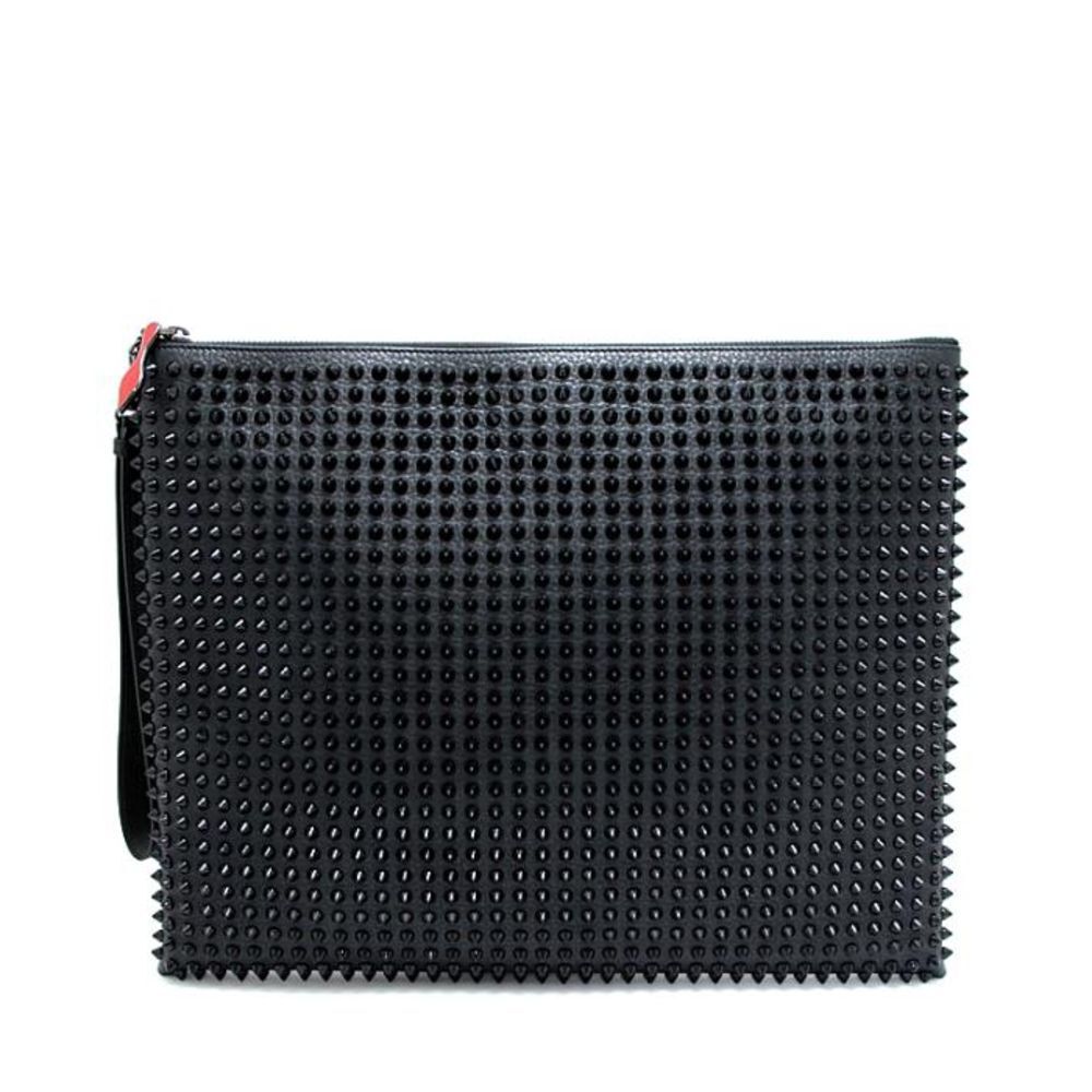 Christian Louboutin Spike Studs Clutch Bag Leather Black